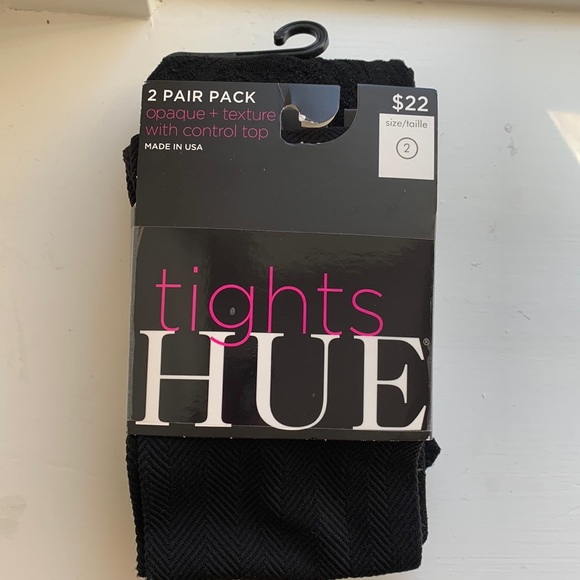 HUE Black Textured Tights - 2 pack - Picture 1 of 5